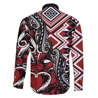 Aotearoa Maori Moko Art with Taniko Half Style Family Matching Long Sleeve Bodycon Dress and Hawaiian Shirt LT03 - Polynesian Pride
