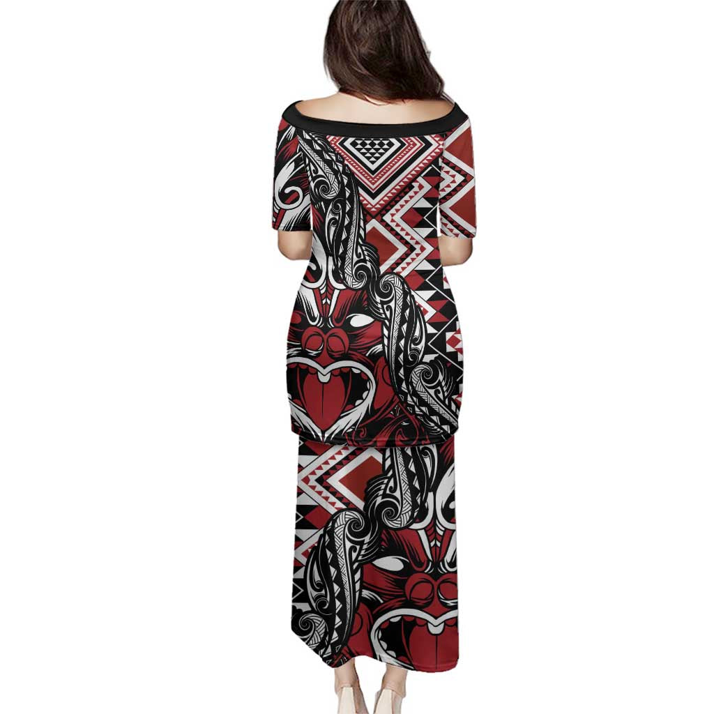 Aotearoa Maori Moko Art with Taniko Half Style Family Matching Puletasi and Hawaiian Shirt LT03 - Polynesian Pride