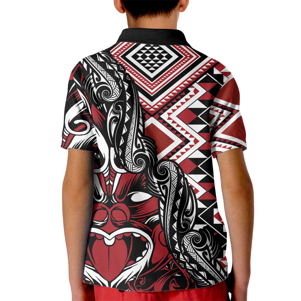 Aotearoa Maori Moko Art with Taniko Half Style Kid Polo Shirt LT03 - Polynesian Pride
