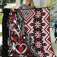 Aotearoa Maori Moko Art with Taniko Half Style Quilt LT03 Black - Polynesian Pride