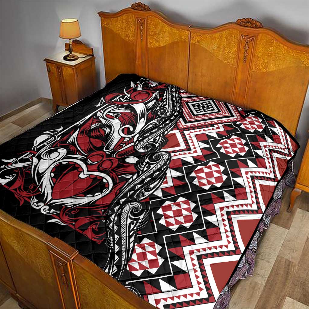 Aotearoa Maori Moko Art with Taniko Half Style Quilt LT03 - Polynesian Pride