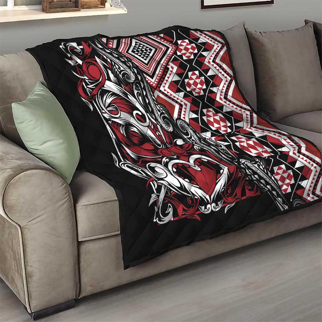 Aotearoa Maori Moko Art with Taniko Half Style Quilt LT03 - Polynesian Pride