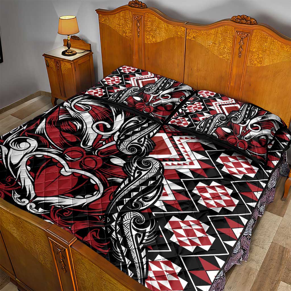 Aotearoa Maori Moko Art with Taniko Half Style Quilt Bed Set