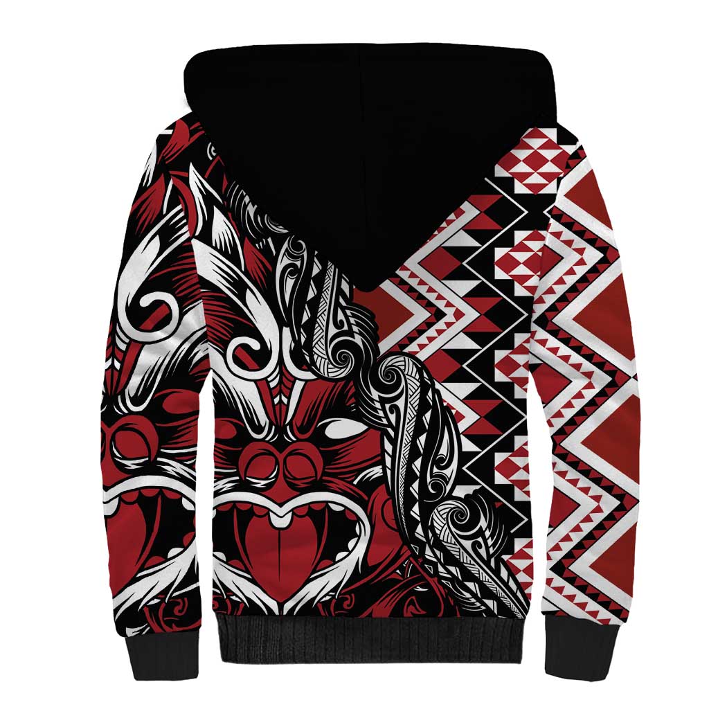Aotearoa Maori Moko Art with Taniko Half Style Sherpa Hoodie