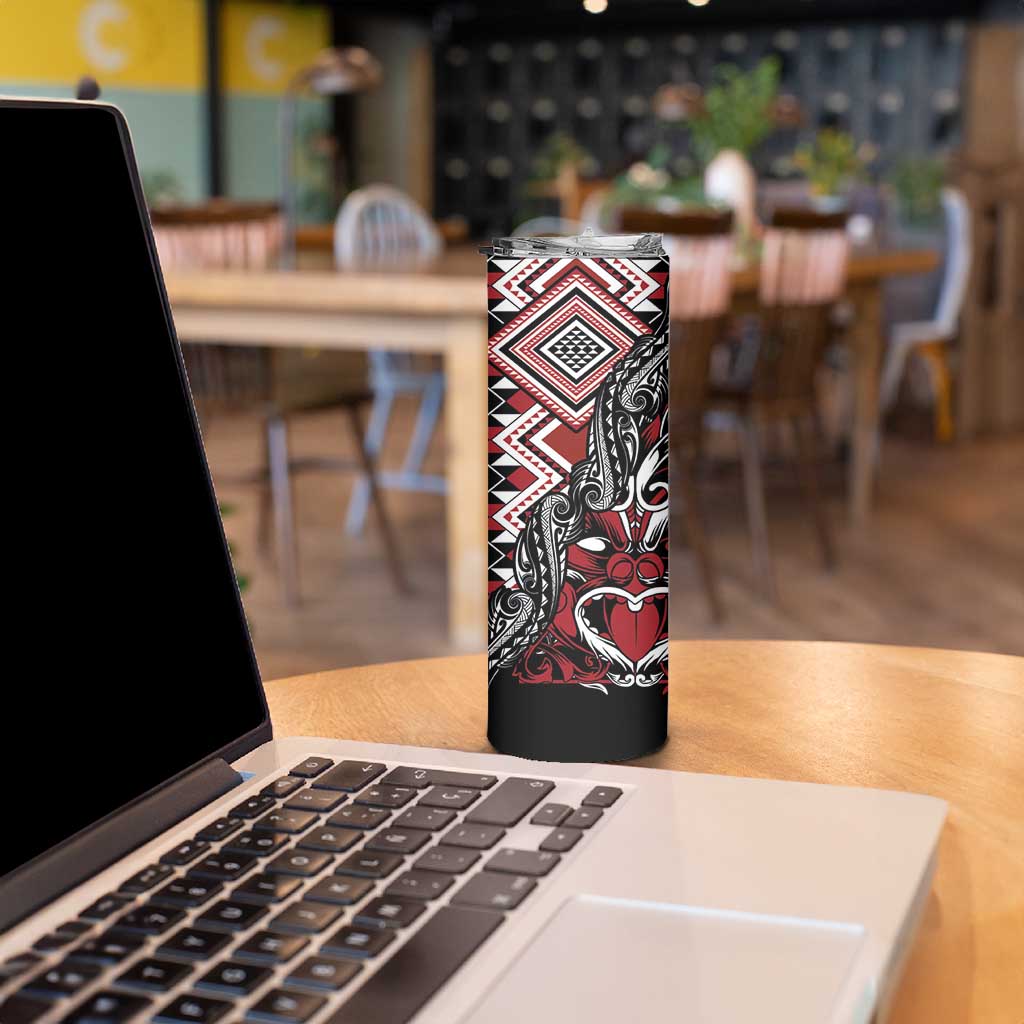 Aotearoa Maori Moko Art with Taniko Half Style Skinny Tumbler