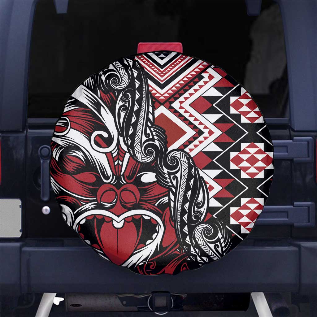 Aotearoa Maori Moko Art with Taniko Half Style Spare Tire Cover