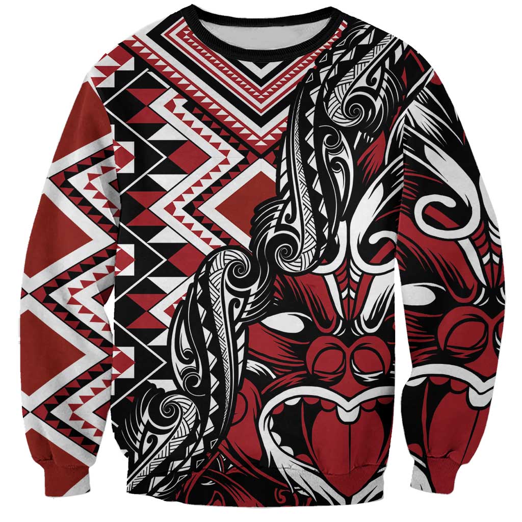 Aotearoa Maori Moko Art with Taniko Half Style Sweatshirt LT03 Unisex Black - Polynesian Pride