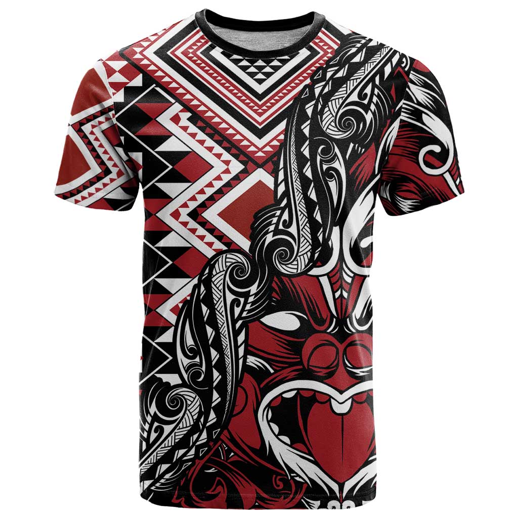 Aotearoa Maori Moko Art with Taniko Half Style T Shirt LT03 Black - Polynesian Pride