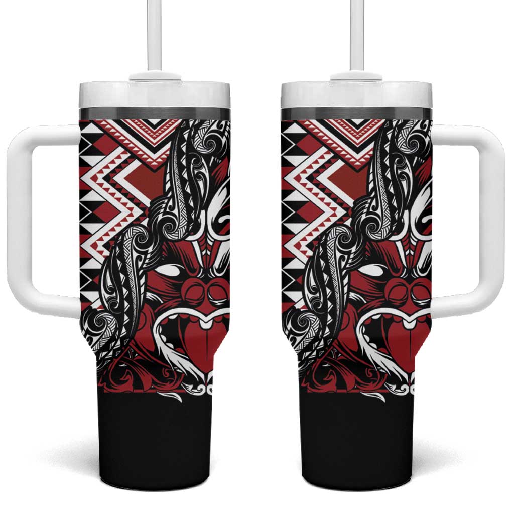 Aotearoa Maori Moko Art with Taniko Half Style Tumbler With Handle