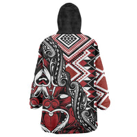 Aotearoa Maori Moko Art with Taniko Half Style Wearable Blanket Hoodie