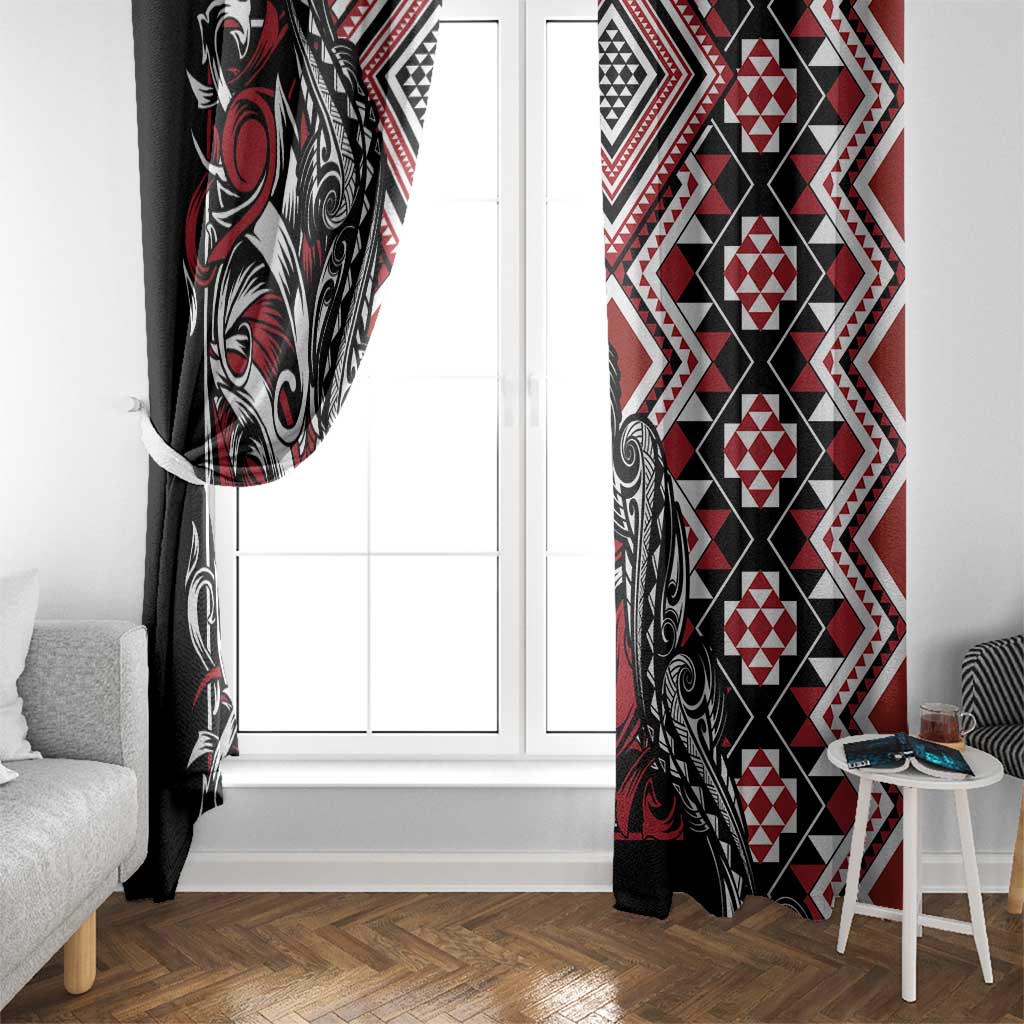 Aotearoa Maori Moko Art with Taniko Half Style Window Curtain