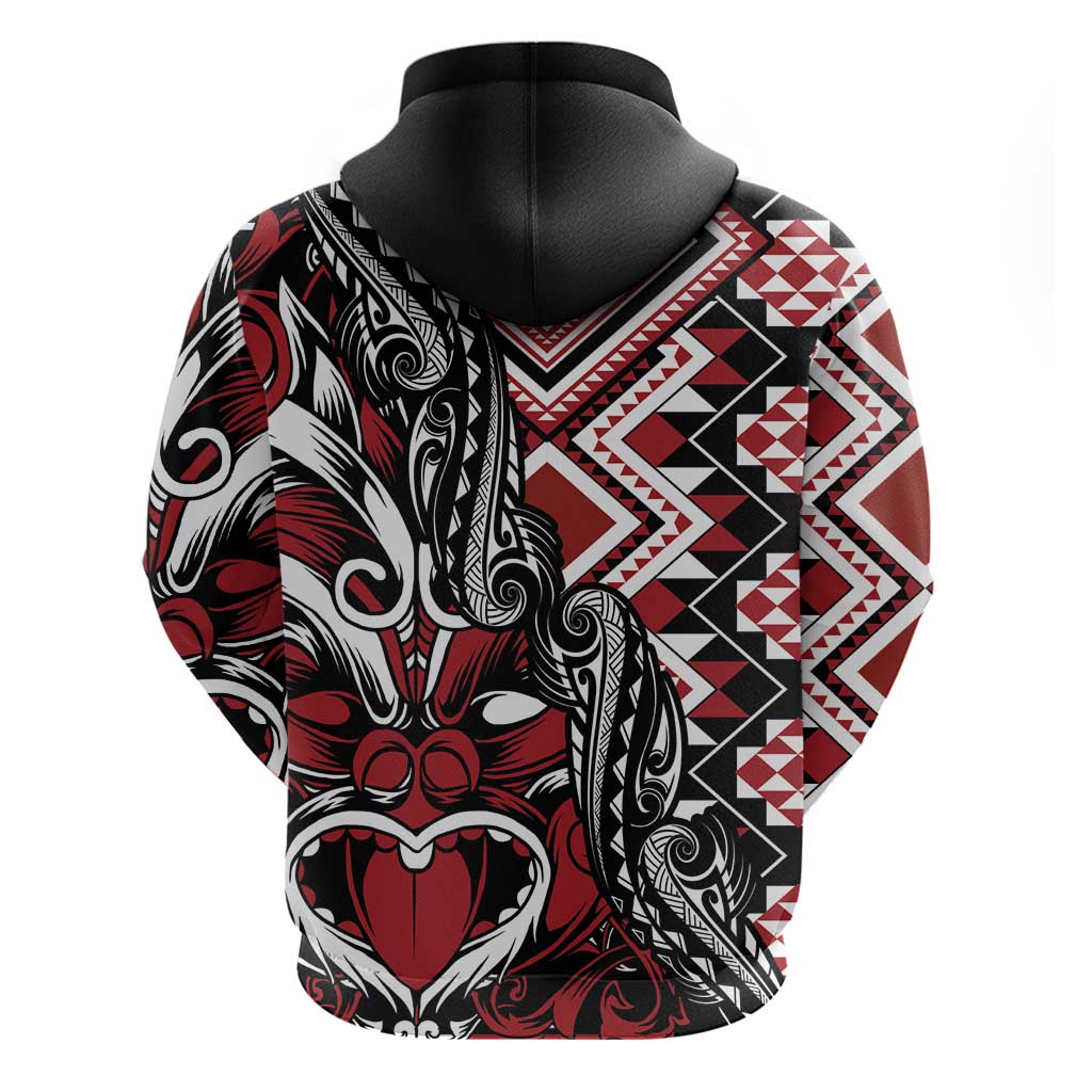 Aotearoa Maori Moko Art with Taniko Half Style Zip Hoodie LT03 - Polynesian Pride