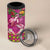 Hawaiian Lei Turtle and Plumeria 4 in 1 Can Cooler Tumbler Polynerian Art Tattoo-Plum Pink Color