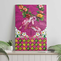 Hawaiian Lei Turtle and Plumeria Canvas Wall Art Polynerian Art Tattoo-Plum Pink Color