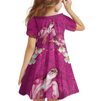 Hawaiian Lei Turtle and Plumeria Family Matching Off Shoulder Maxi Dress and Hawaiian Shirt Polynerian Art Tattoo-Plum Pink Color