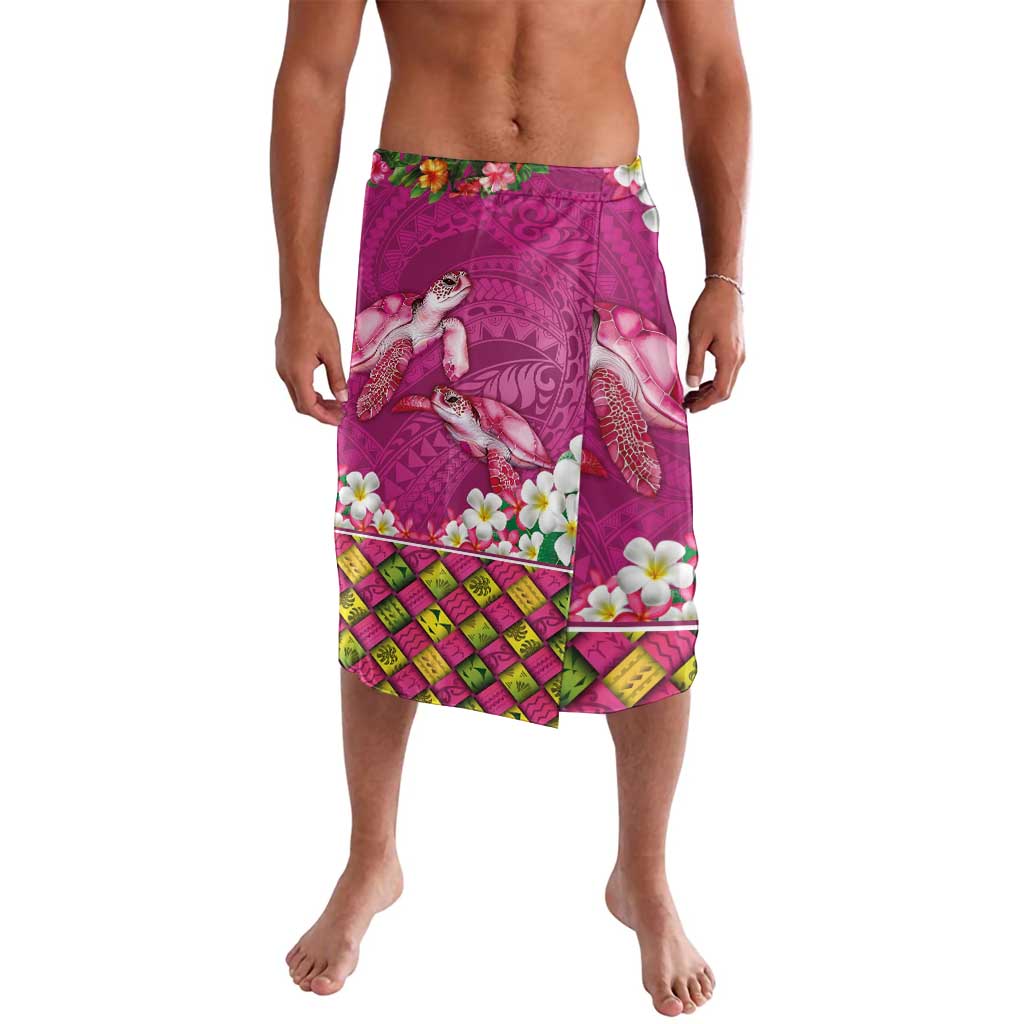 Hawaiian Lei Turtle and Plumeria Lavalava Polynerian Art Tattoo-Plum Pink Color