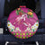 Hawaiian Lei Turtle and Plumeria Spare Tire Cover Polynerian Art Tattoo-Plum Pink Color