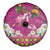 Hawaiian Lei Turtle and Plumeria Spare Tire Cover Polynerian Art Tattoo-Plum Pink Color