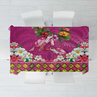 Hawaiian Lei Turtle and Plumeria Tablecloth Polynerian Art Tattoo-Plum Pink Color