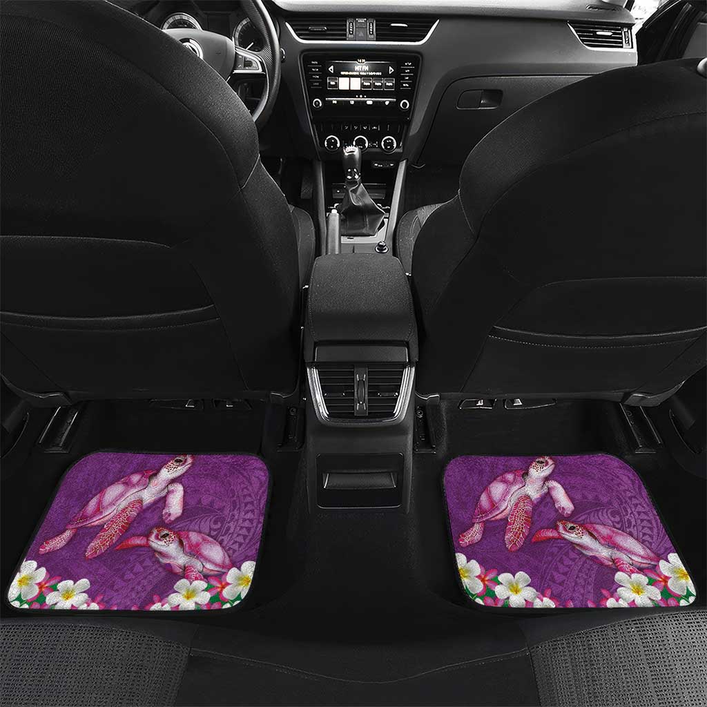 Hawaiian Lei Turtle and Plumeria Car Mats Polynerian Art Tattoo-Mauve Color