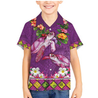 Hawaiian Lei Turtle and Plumeria Family Matching Mermaid Dress and Hawaiian Shirt Polynerian Art Tattoo-Mauve Color