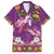 Hawaiian Lei Turtle and Plumeria Family Matching Off The Shoulder Long Sleeve Dress and Hawaiian Shirt Polynerian Art Tattoo-Mauve Color