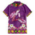 Hawaiian Lei Turtle and Plumeria Family Matching Off The Shoulder Long Sleeve Dress and Hawaiian Shirt Polynerian Art Tattoo-Mauve Color