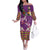 Hawaiian Lei Turtle and Plumeria Family Matching Off The Shoulder Long Sleeve Dress and Hawaiian Shirt Polynerian Art Tattoo-Mauve Color