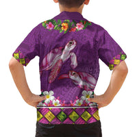 Hawaiian Lei Turtle and Plumeria Family Matching Tank Maxi Dress and Hawaiian Shirt Polynerian Art Tattoo-Mauve Color