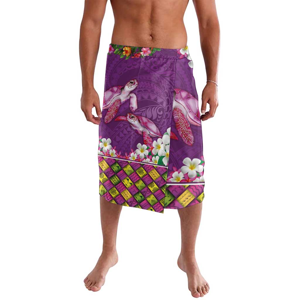 Hawaiian Lei Turtle and Plumeria Lavalava Polynerian Art Tattoo-Mauve Color