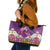 Hawaiian Lei Turtle and Plumeria Leather Tote Bag Polynerian Art Tattoo-Mauve Color