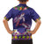 Hawaiian Lei Turtle and Plumeria Family Matching Off The Shoulder Long Sleeve Dress and Hawaiian Shirt Polynerian Art Tattoo-Navy Color