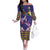 Hawaiian Lei Turtle and Plumeria Family Matching Off The Shoulder Long Sleeve Dress and Hawaiian Shirt Polynerian Art Tattoo-Navy Color