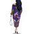 Hawaiian Lei Turtle and Plumeria Family Matching Off The Shoulder Long Sleeve Dress and Hawaiian Shirt Polynerian Art Tattoo-Navy Color