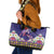 Hawaiian Lei Turtle and Plumeria Leather Tote Bag Polynerian Art Tattoo-Navy Color