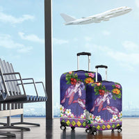Hawaiian Lei Turtle and Plumeria Luggage Cover Polynerian Art Tattoo-Navy Color