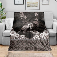 Hawaiian Lei Turtle and Plumeria Blanket Polynerian Art Tattoo-Grayscale Mode