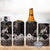 Hawaiian Lei Turtle and Plumeria 4 in 1 Can Cooler Tumbler Polynerian Art Tattoo-Grayscale Mode