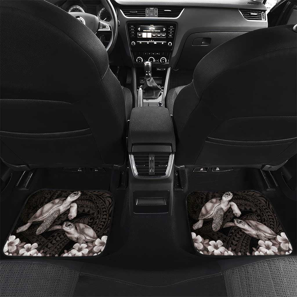 Hawaiian Lei Turtle and Plumeria Car Mats Polynerian Art Tattoo-Grayscale Mode