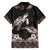 Hawaiian Lei Turtle and Plumeria Family Matching Off The Shoulder Long Sleeve Dress and Hawaiian Shirt Polynerian Art Tattoo-Grayscale Mode