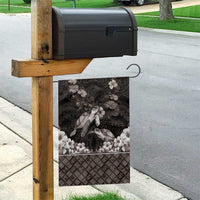 Hawaiian Lei Turtle and Plumeria Garden Flag Polynerian Art Tattoo-Grayscale Mode