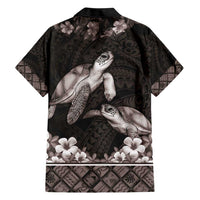 Hawaiian Lei Turtle and Plumeria Hawaiian Shirt Polynerian Art Tattoo-Grayscale Mode