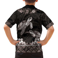 Hawaiian Lei Turtle and Plumeria Hawaiian Shirt Polynerian Art Tattoo-Grayscale Mode