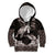 Hawaiian Lei Turtle and Plumeria Kid Hoodie Polynerian Art Tattoo-Grayscale Mode