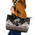 Hawaiian Lei Turtle and Plumeria Leather Tote Bag Polynerian Art Tattoo-Grayscale Mode