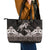 Hawaiian Lei Turtle and Plumeria Leather Tote Bag Polynerian Art Tattoo-Grayscale Mode