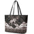 Hawaiian Lei Turtle and Plumeria Leather Tote Bag Polynerian Art Tattoo-Grayscale Mode