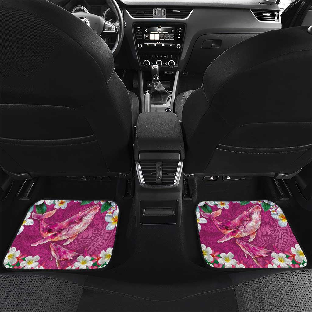 Hawaiian Plumeria and Humpback Whales Car Mats Polynerian Art Tattoo-Plum Pink Color