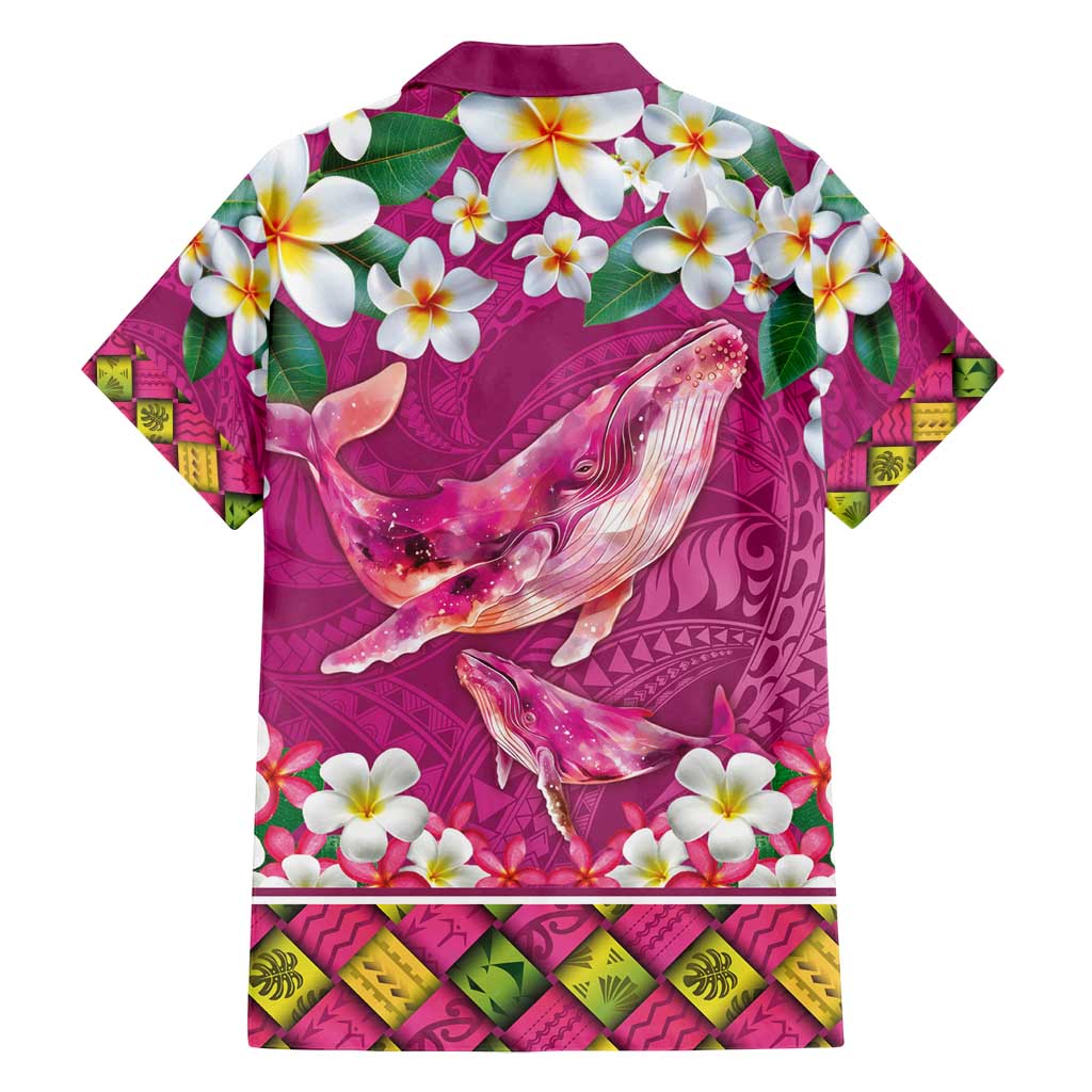 Hawaiian Plumeria and Humpback Whales Family Matching Puletasi and Hawaiian Shirt Polynerian Art Tattoo-Plum Pink Color LT03 - Polynesian Pride