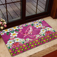 Hawaiian Plumeria and Humpback Whales Rubber Doormat Polynerian Art Tattoo-Plum Pink Color LT03 - Polynesian Pride